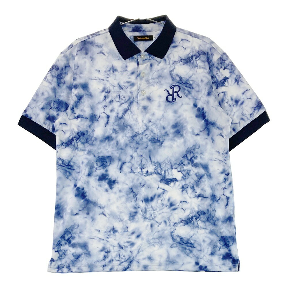 RESURRECTION レザレクション 半袖ポロシャツ 総柄 ネイビー系 L 【中古】ゴルフウェア メンズ
