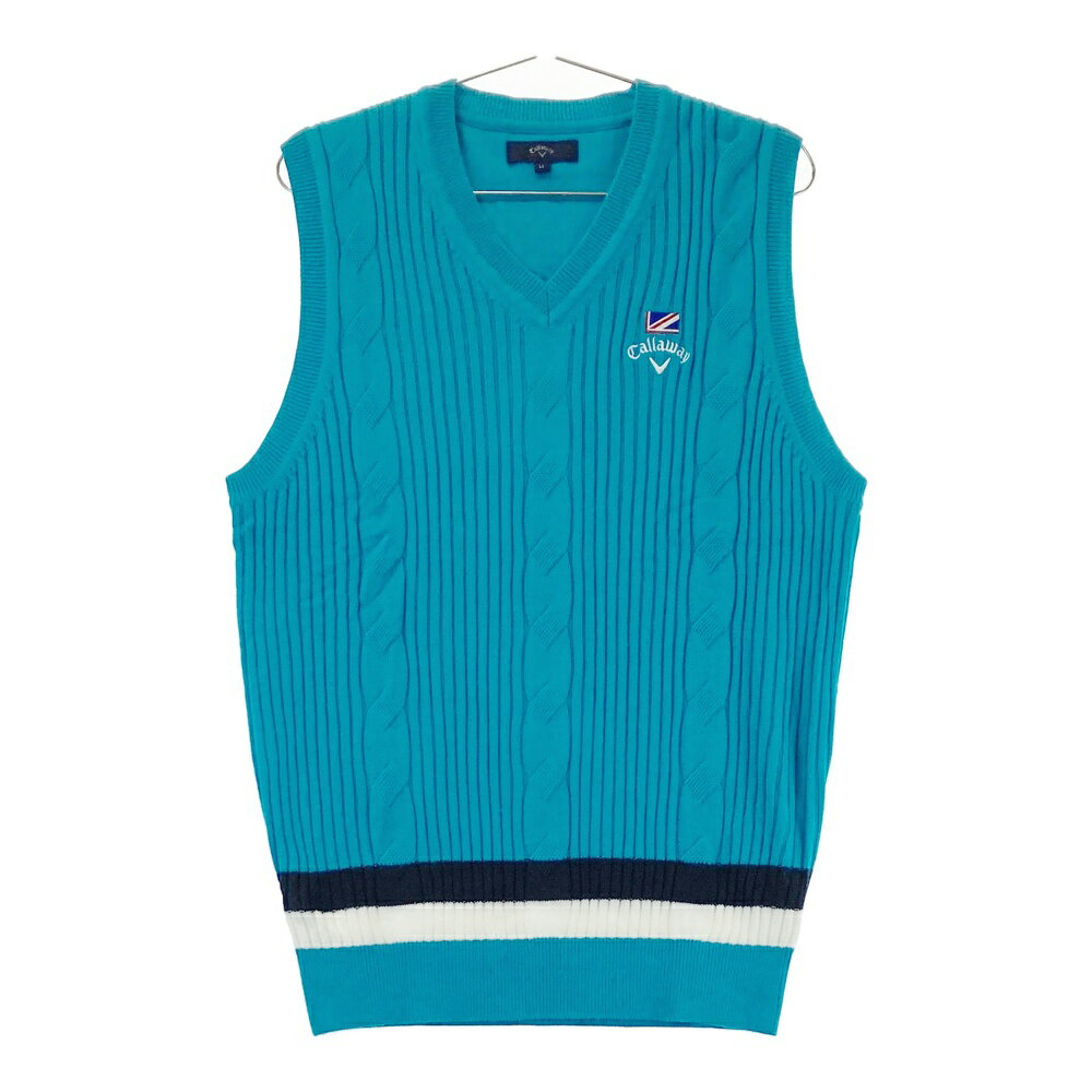 CALLAWAY キャロウェイ Vネック ニットベスト ブルー系 LL 【中古】ゴルフウェア メンズ