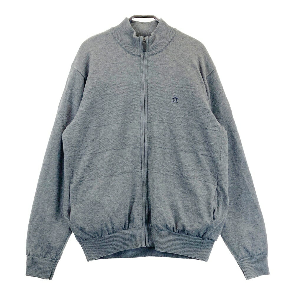MUNSING WEAR マンシングウェア 裏地付き 長袖ニットジャケット グレー系 L 【中古】ゴルフウェア メンズ