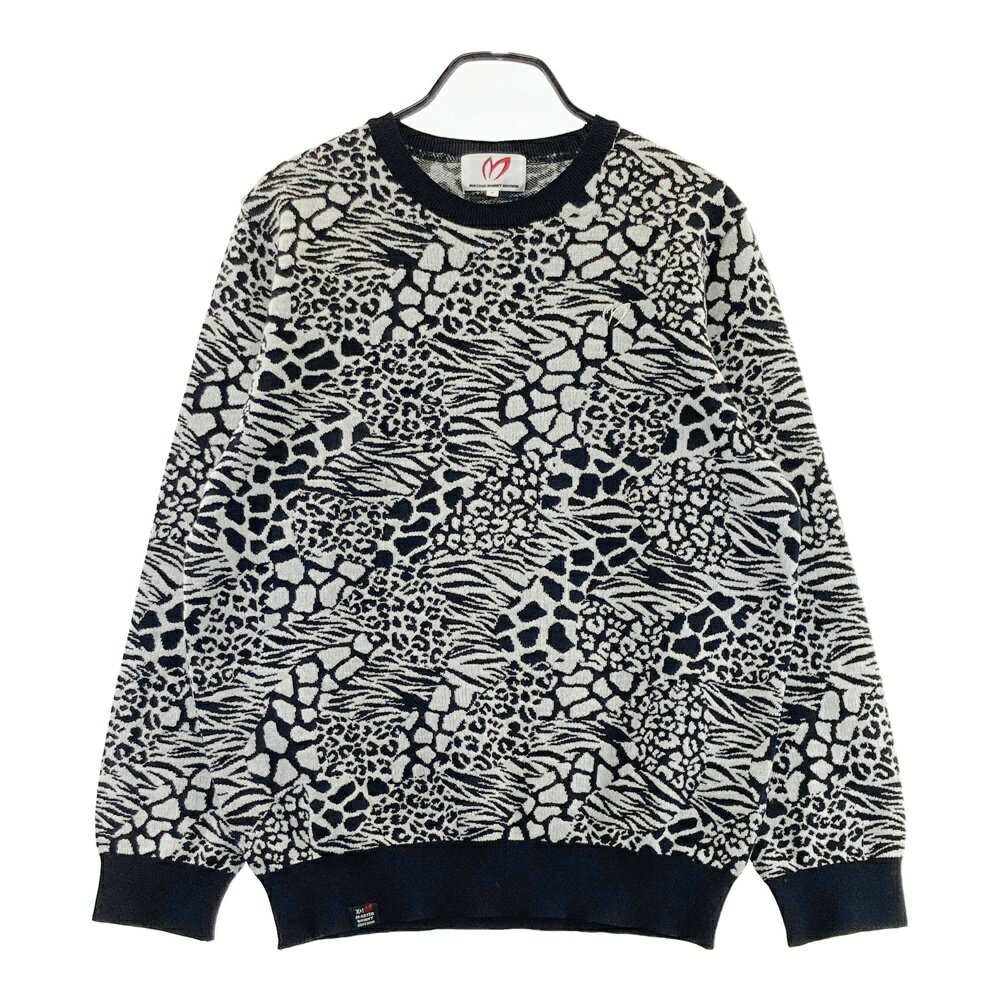 MASTER BUNNY EDITION マスターバニーエディション ウール混 長袖 ニットセーター アニマル総柄 グレー系 6 【中古】ゴルフウェア メンズ