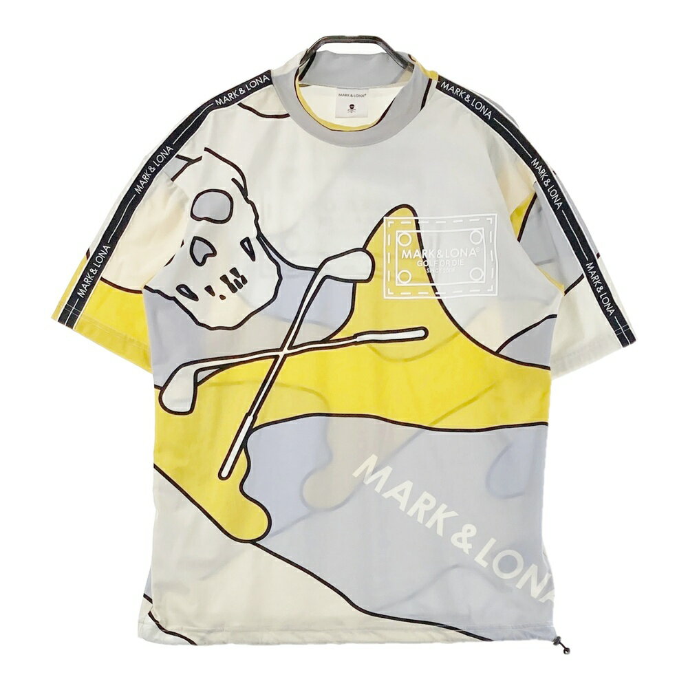 MARK&LONA マークアンドロナ 2024年モデル モックネック 半袖Tシャツ スカル カモフラ柄 イエロー系 46 【中古】ゴルフウェア メンズ