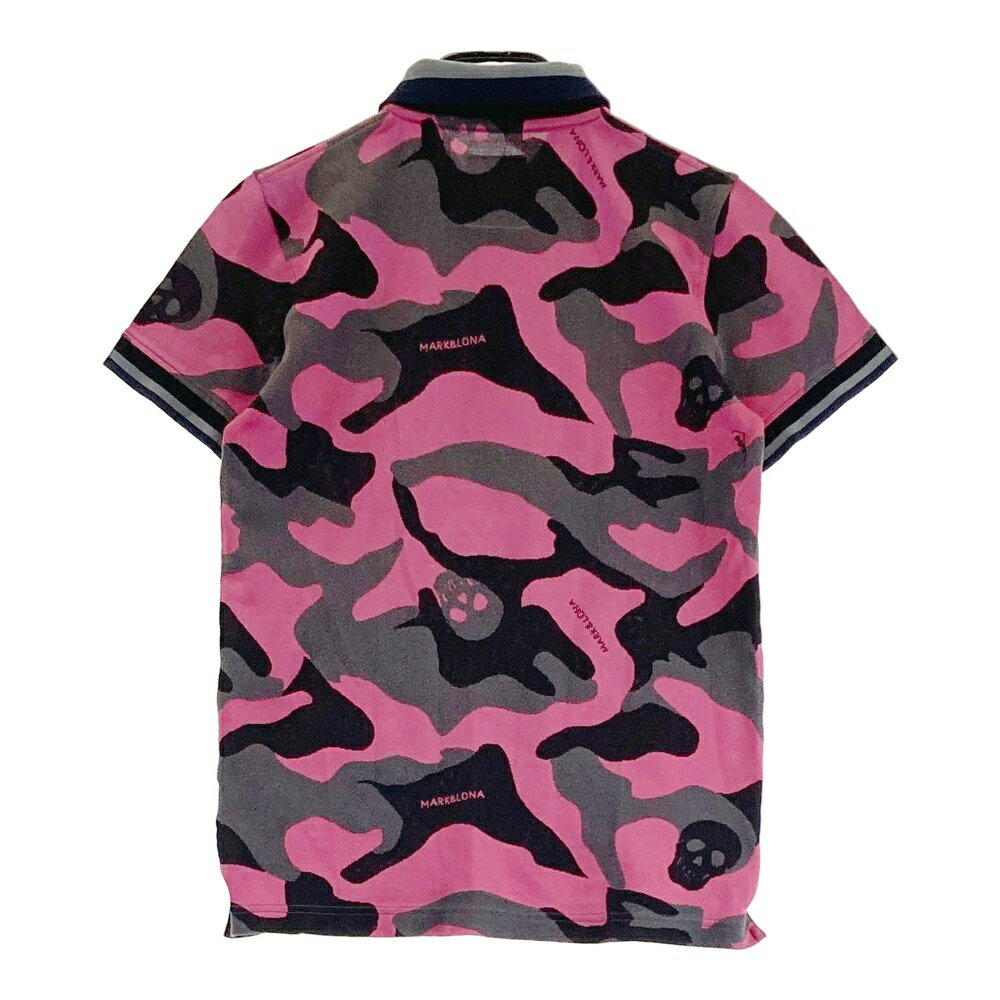 MARK&LONA マークアンドロナ 半袖ポロシャツ 迷彩 カモフラ 総柄 ピンク系 S 【中古】ゴルフウェア メンズ