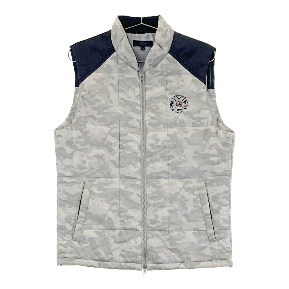 CALLAWAY キャロウェイ 中綿 ジップベスト カモフラ柄 カーキ系 M 【中古】ゴルフウェア メンズ