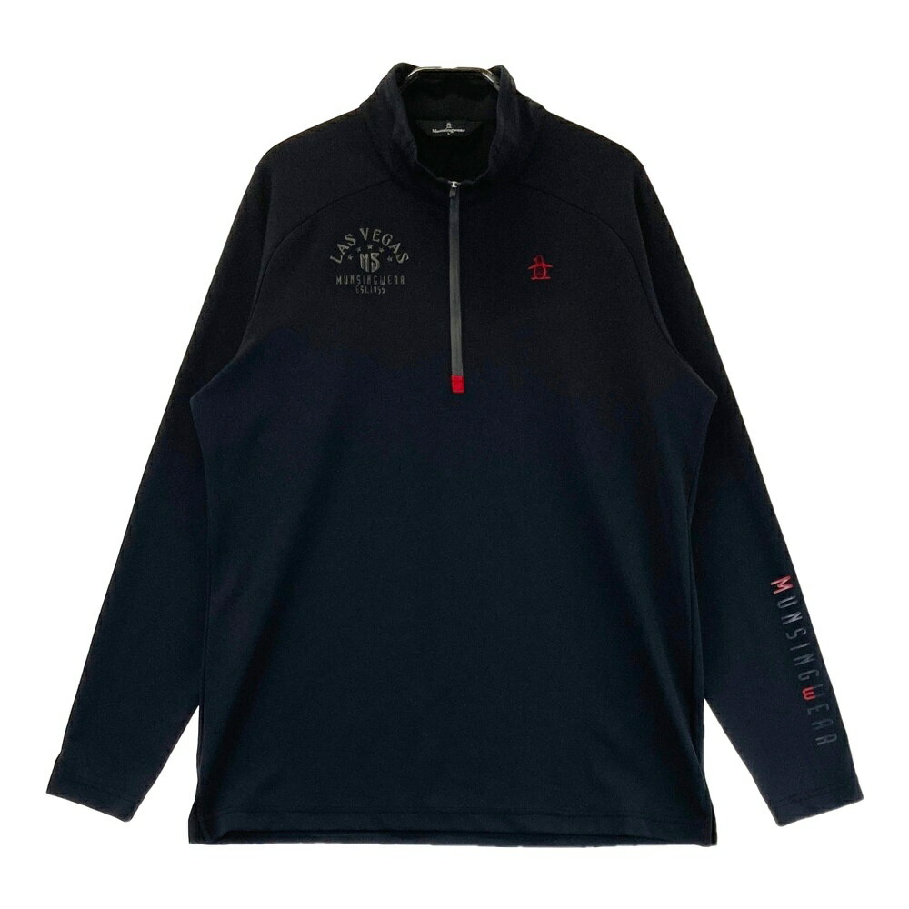 MUNSING WEAR マンシングウェア MGMOJB10 ハーフジップ 長袖Tシャツ ブラック系 L 【中古】ゴルフウェア メンズ