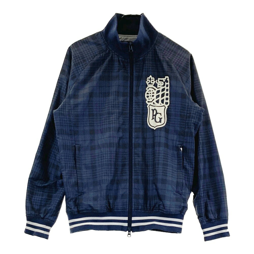 PEARLY GATES パーリーゲイツ 蓄熱 ジップジャケット フロッキー チェック柄 ネイビー系 3 【中古】ゴルフウェア メンズ