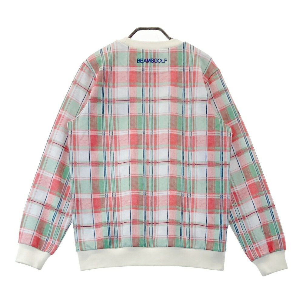 BEAMS GOLF ビームスゴルフ 長袖 スウェットトレーナー チェック柄 オレンジ系 M 【中古】ゴルフウェア メンズ