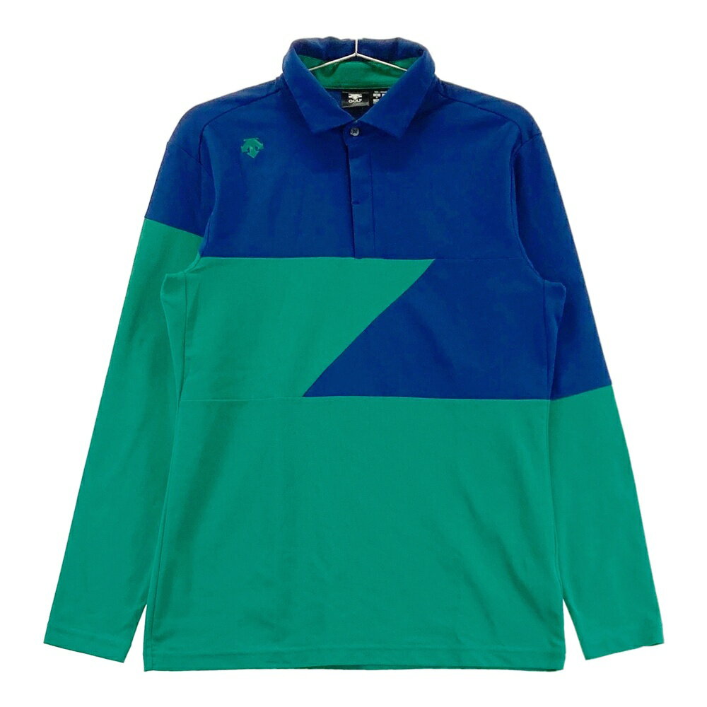 DESCENTE GOLF デサントゴルフ バイカラー 長袖ポロシャツ ネイビー系 M 【中古】ゴルフウェア メンズ