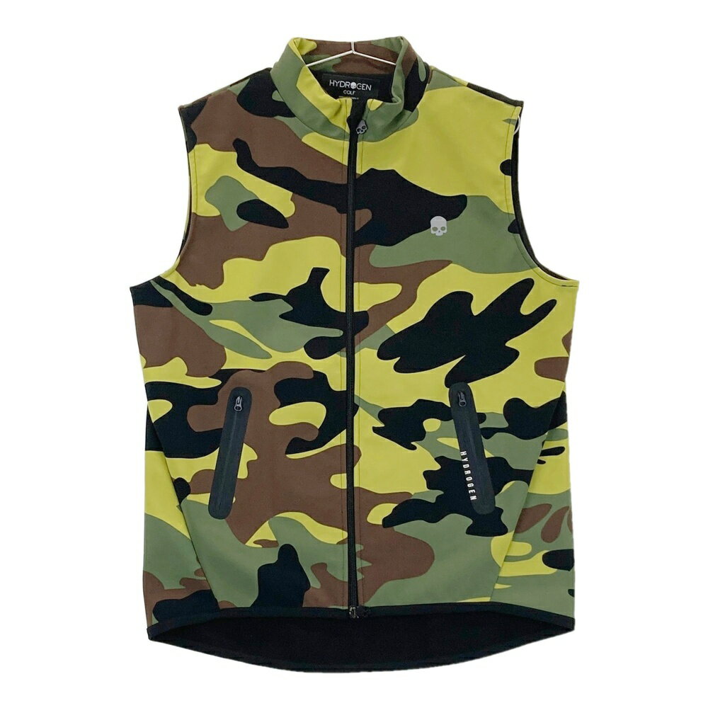 HYDROGEN GOLF ハイドロゲン ゴルフ ジップベスト カモフラ柄 イエロー系 M 【中古】ゴルフウェア メンズ
