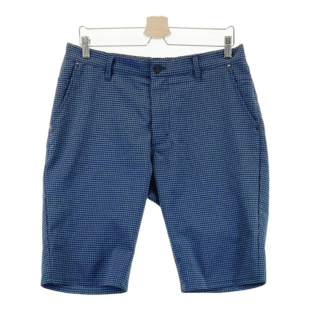 EDWIN GOLF エドウィンゴルフ ハーフパンツ シアサッカー チェック柄 ネイビー系 LL 【中古】ゴルフウェア メンズ