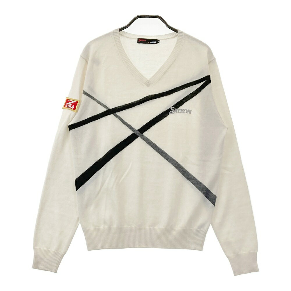 SRIXON スリクソン Vネック長袖ニットセーター by DESCENTE ホワイト系 M 【中古】ゴルフウェア メンズ