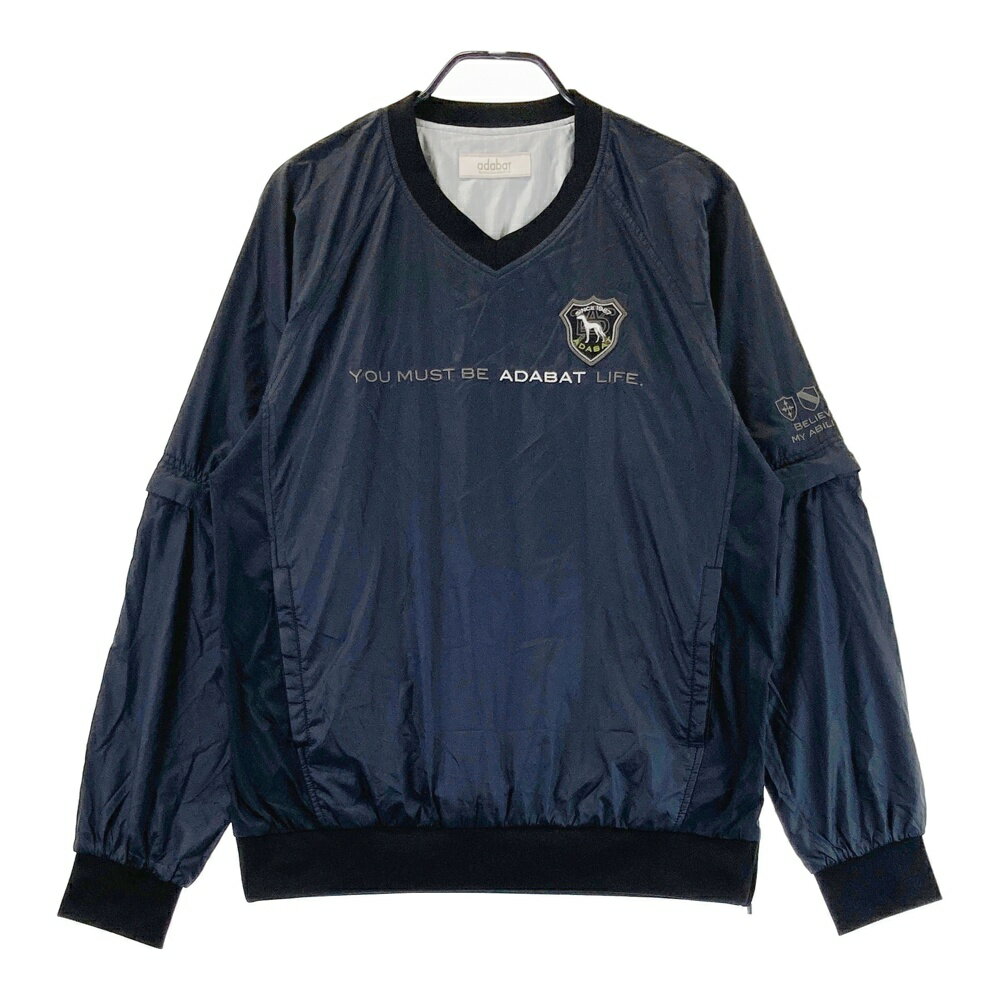 ADABAT アダバット 2WAY 蓄熱 Vネック ブルゾン ブラック系 48 【中古】ゴルフウェア メンズ