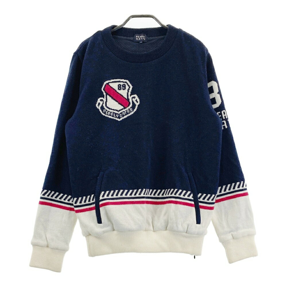 PEARLY GATES パーリーゲイツ 裏地付 ニットセーター ホワイト系 4 【中古】ゴルフウェア メンズ