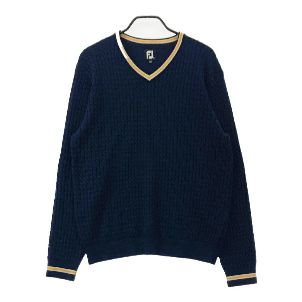 FOOT JOY フットジョイ ウール混 ニットセーター ネイビー系 XL 【中古】ゴルフウェア メンズ