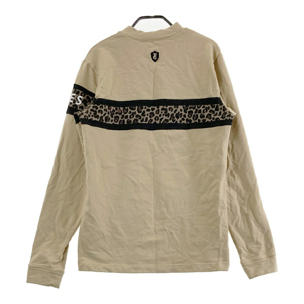 PEARLY GATES パーリーゲイツ モックネック スウェット トレーナー レオパード柄 ベージュ系 5 【中古】ゴルフウェア メンズ