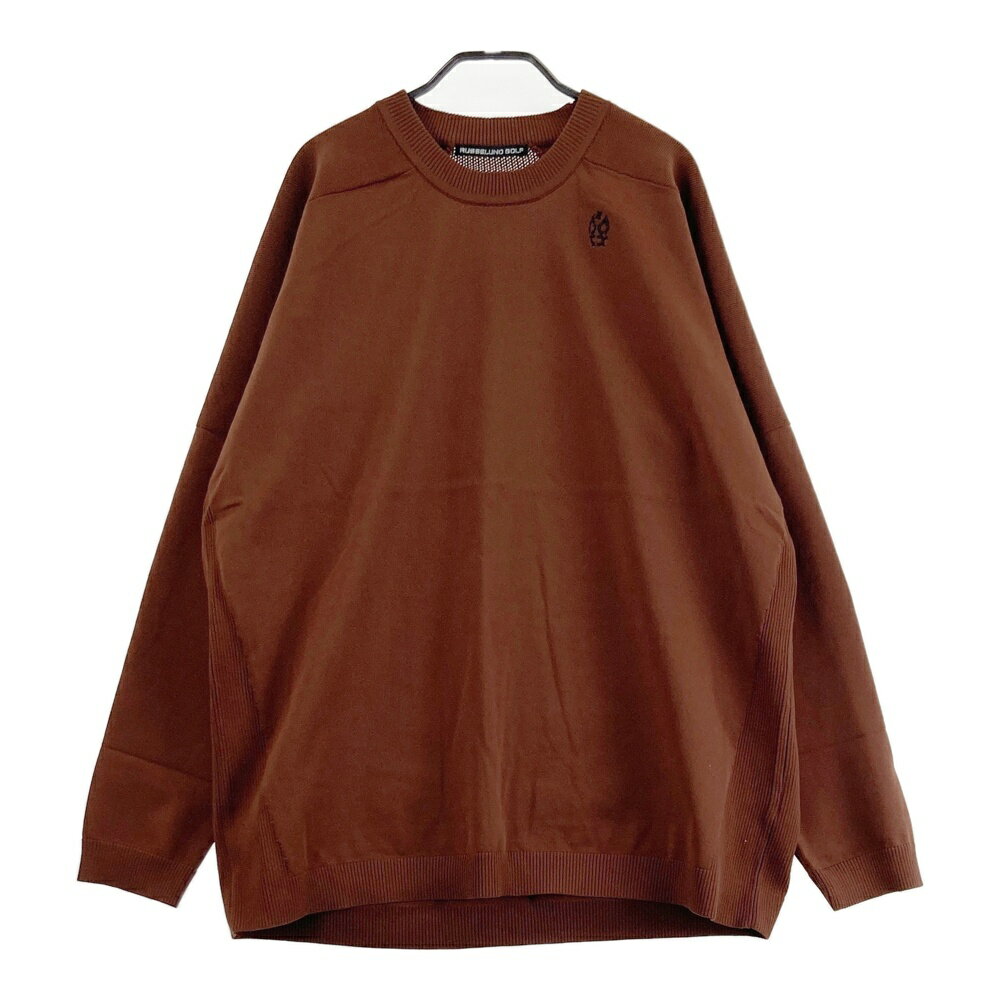 RUSSELUNO ラッセルノ 刺繍入り モックネック長袖ニットセーター ブラウン系 7 【中古】ゴルフウェア ..