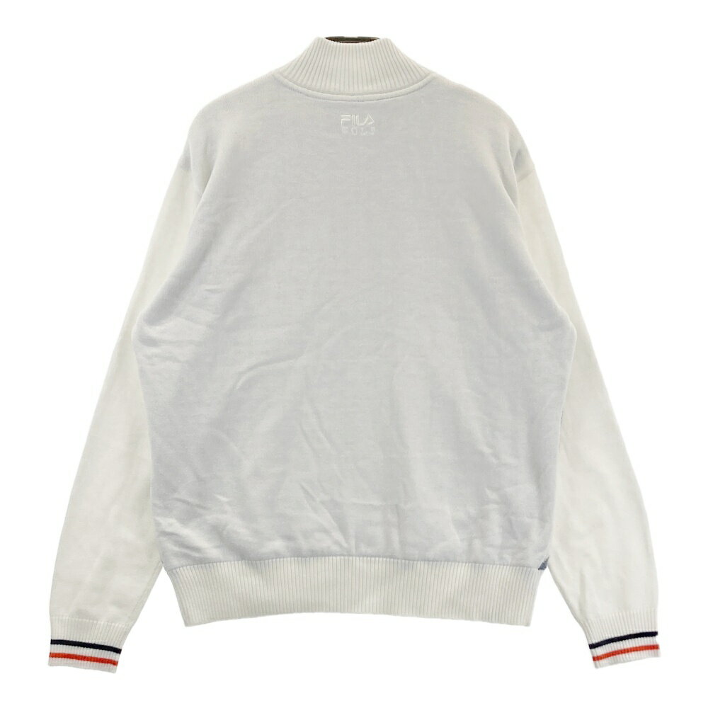 FILA GOLF フィラゴルフ 蓄熱裏地 ハーフジップ 長袖ニットセーター ホワイト系 L 【中古】ゴルフウェア メンズ
