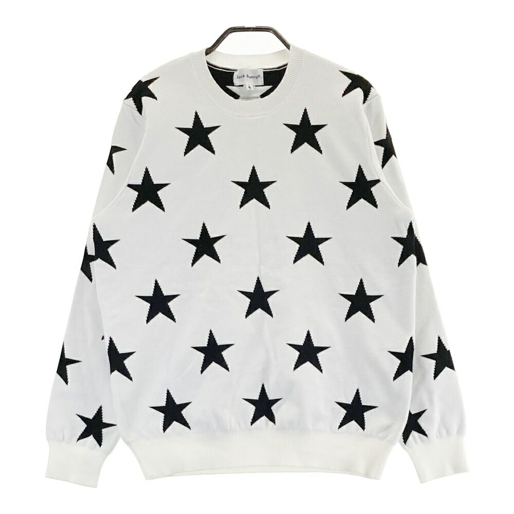 JACK BUNNY ジャックバニー 長袖ニットセーター 星柄 ホワイト系 4 【中古】ゴルフウェア メンズ