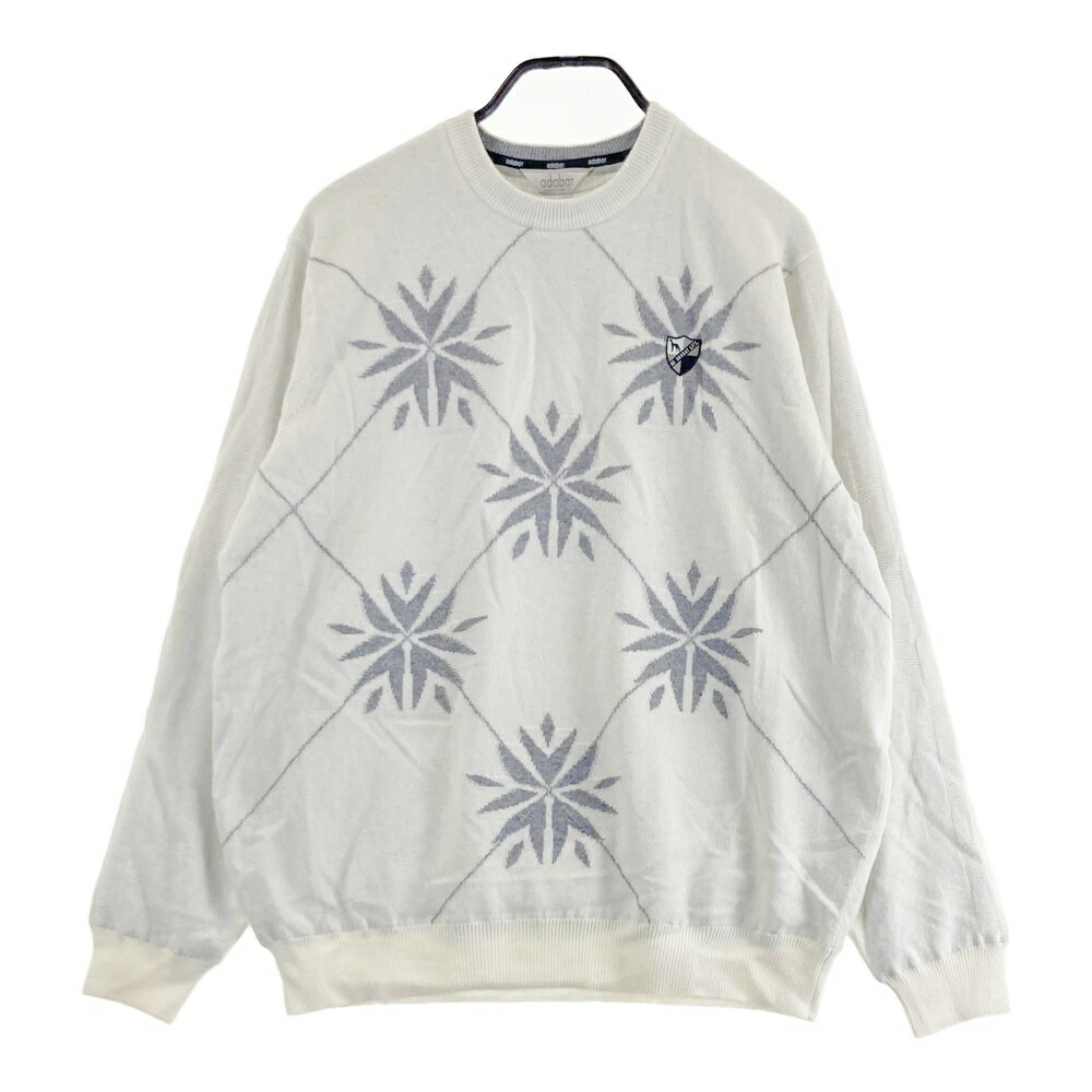 ADABAT アダバット 蓄熱 ニットセーター 総柄 ホワイト系 48 【中古】ゴルフウェア メンズ