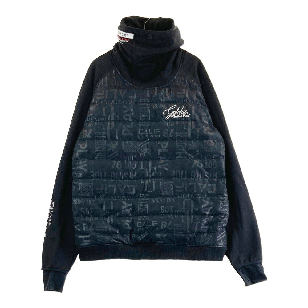 GOTCHA GOLF ガッチャゴルフ ハイネック 裏起毛 ダウンブルゾン ロゴ総柄 ブラック系 L 【中古】ゴルフウェア メンズ
