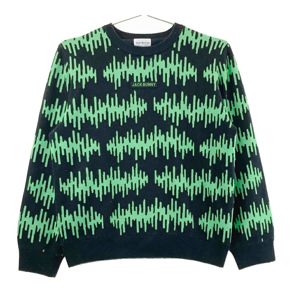 JACK BUNNY ジャックバニー 裏地付き ニットセーター 総柄 ブラック系 6 【中古】ゴルフウェア メンズ