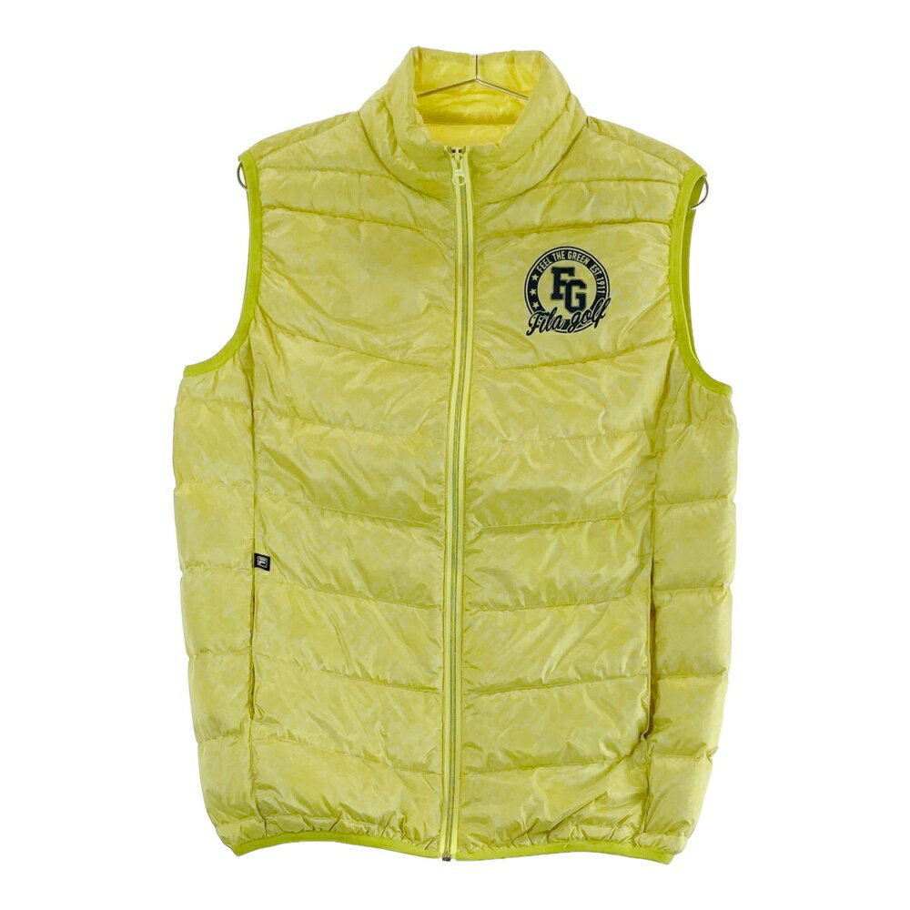 FILA GOLF フィラゴルフ ダウンベスト 総柄 イエロー系 L 【中古】ゴルフウェア メンズ