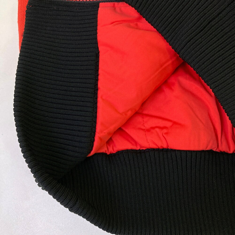 LE COQ GOLF ルコックゴルフ 中綿 ニットジャケット ワッペン 総柄 レッド系 M 【...