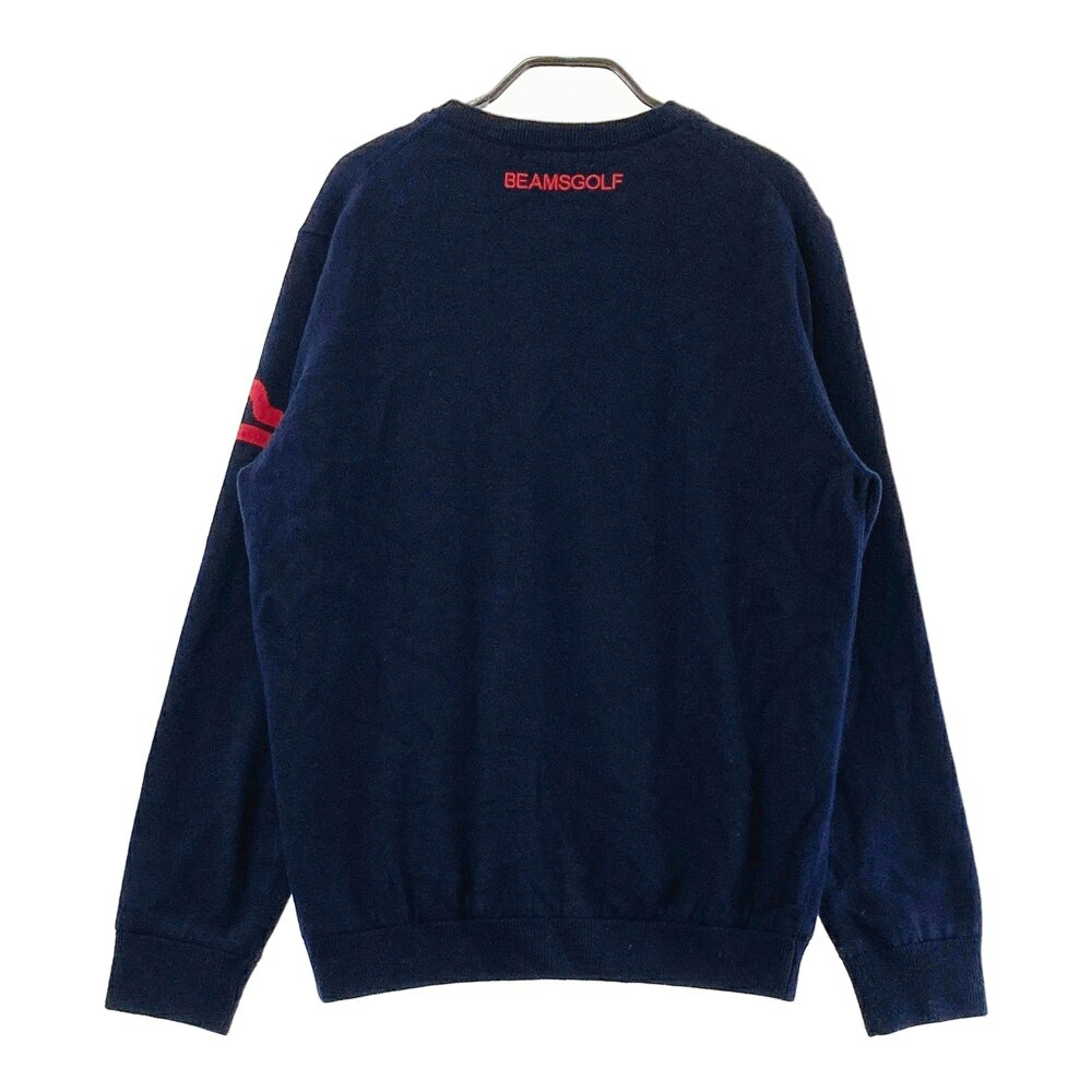 BEAMS GOLF ビームスゴルフ ウール混 裏地付 ニットセーター ネイビー系 M 【中古】ゴルフウェア メンズ
