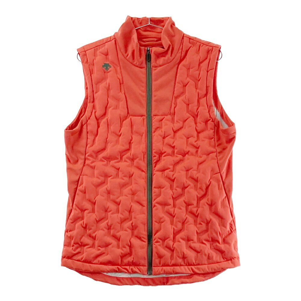 DESCENTE GOLF デサントゴルフ ダウンベスト オレンジ系 L 【中古】ゴルフウェア メンズ