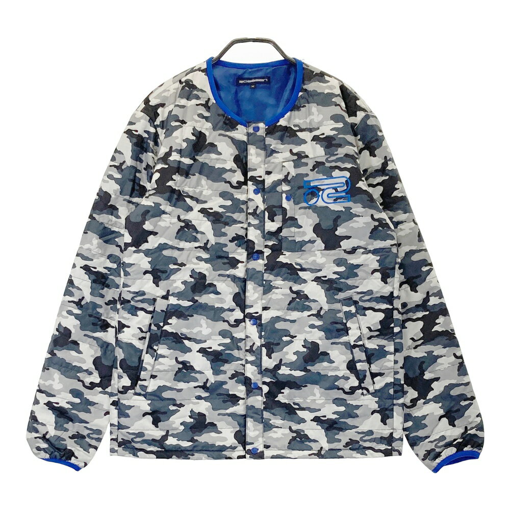 ROSASEN ロサーセン 044-59012 ノーカラー中綿ジャケット カモフラ柄 グレー系 M 【中古】ゴルフウェア メンズ