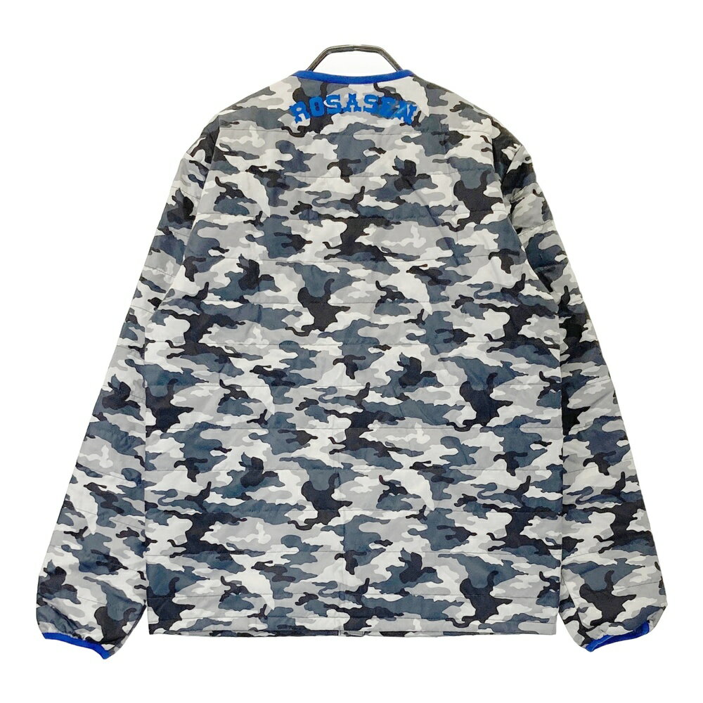ROSASEN ロサーセン 044-59012 ノーカラー中綿ジャケット カモフラ柄 グレー系 M 【中古】ゴルフウェア メンズ