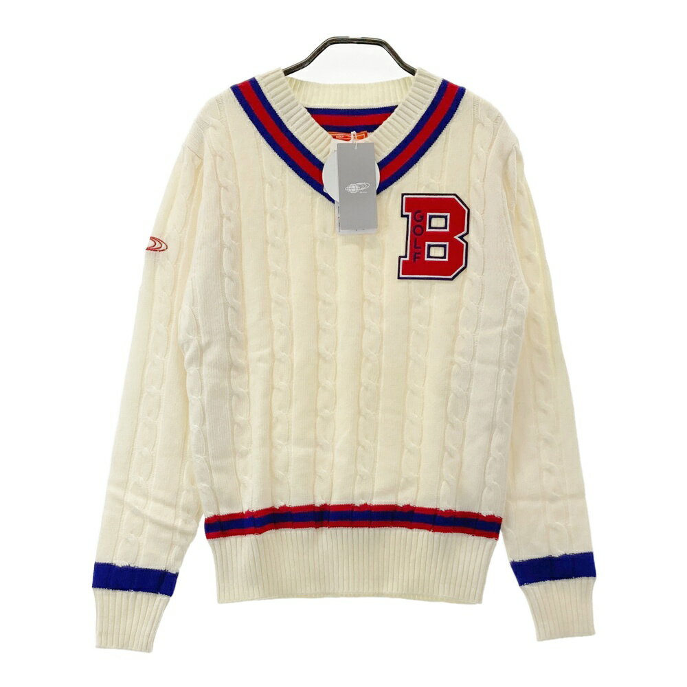 BEAMS GOLF ビームスゴルフ 裏地付き 長袖ニットセーター ホワイト系 S 【中古】ゴルフウェア メンズ