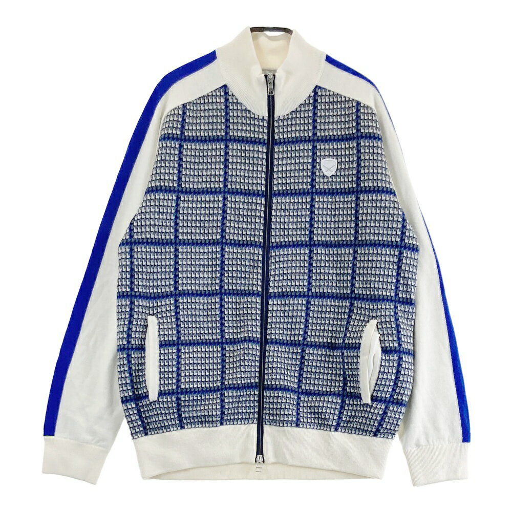 ST ANDREWS セントアンドリュース 蓄熱 ウール混 ニットジップジャケット 総柄 グレー系 LL 【中古】ゴルフウェア メンズ