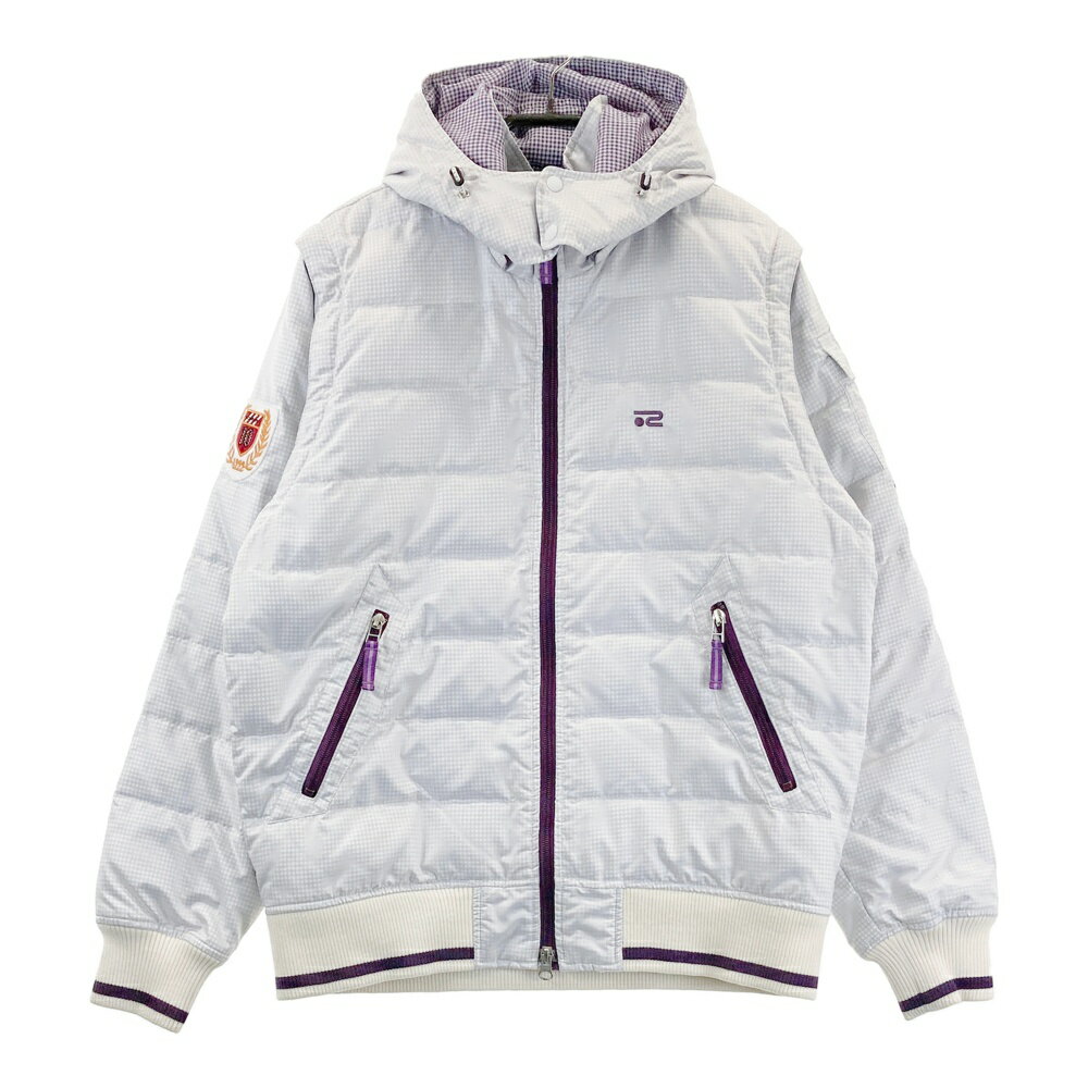 ROSASEN ロサーセン 多機能 ダウンジャケット ギンガムチェック柄 ホワイト系 L(50) 【中古】ゴルフウェア メンズ