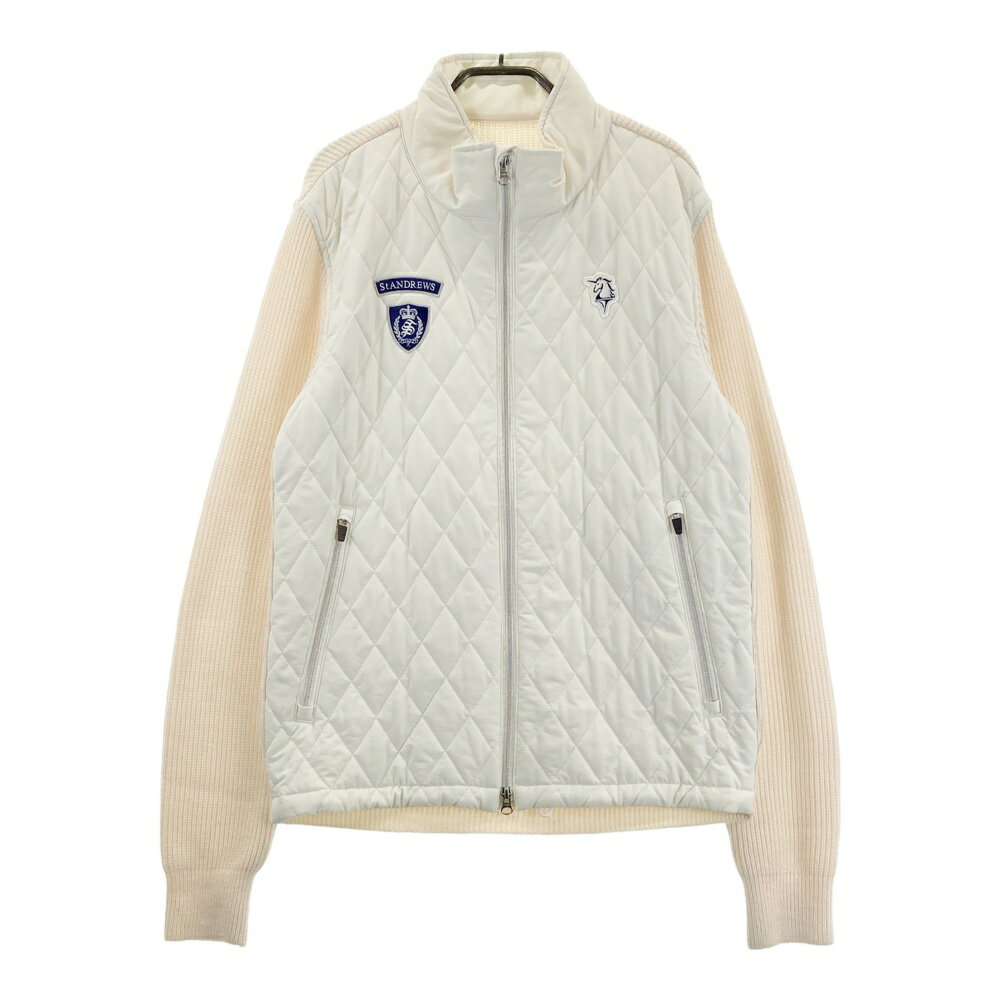 ST ANDREWS セントアンドリュース 中綿切替 ニット ジップジャケット ホワイト系 LL 【中古】ゴルフウェア メンズ