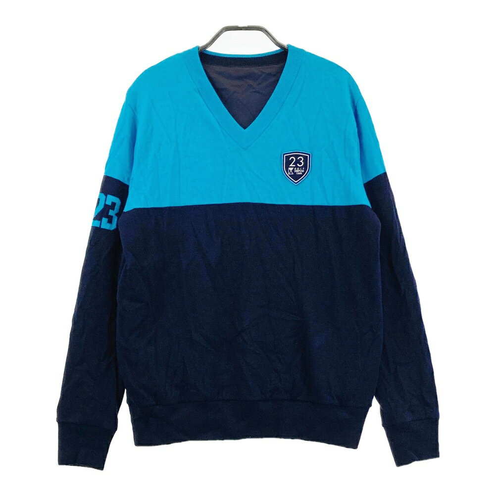 23区GOLF ニジュウサンクゴルフ リバーシブル 長袖ニットセーター ネイビー系 M 【中古】ゴルフウェア ..
