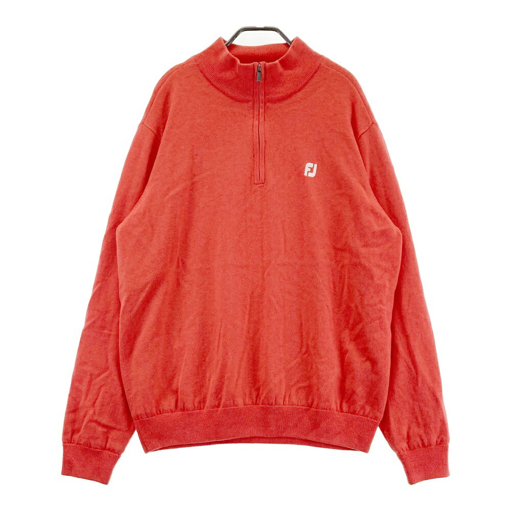 FOOT JOY フットジョイ 裏地付 ハーフジップ ニットセーター レッド系 XL 【中古】ゴルフウェア メンズ