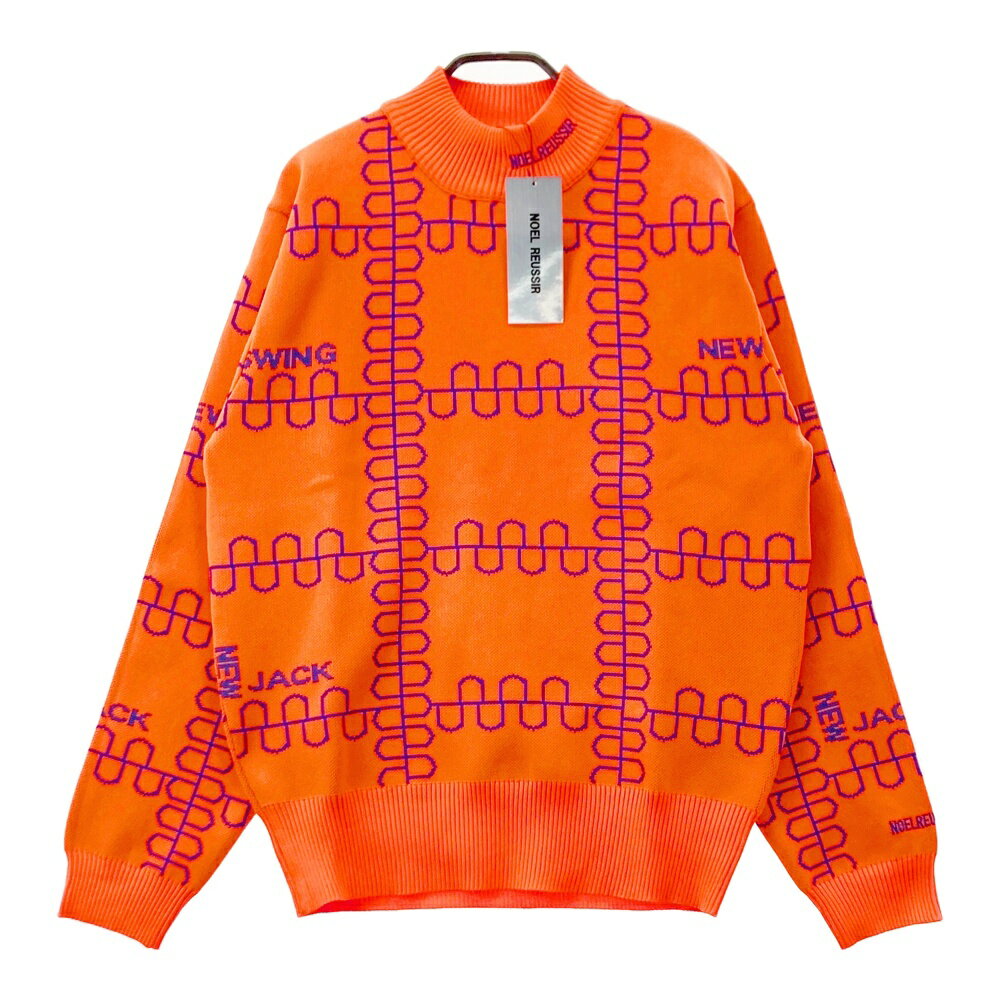 NOEL REUSSIR ノエルレシール モックネック長袖ニットセーター 総柄 オレンジ系 2 【中古】ゴルフウェ..