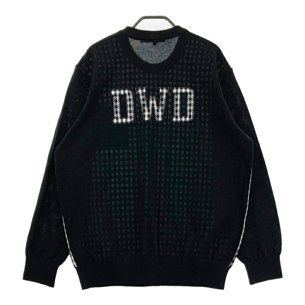 DANCE WITH DRAGON ダンスウィズドラゴン 切替 ニットセーター チェック柄 ブラック系 4 【中古】ゴルフウェア メンズ