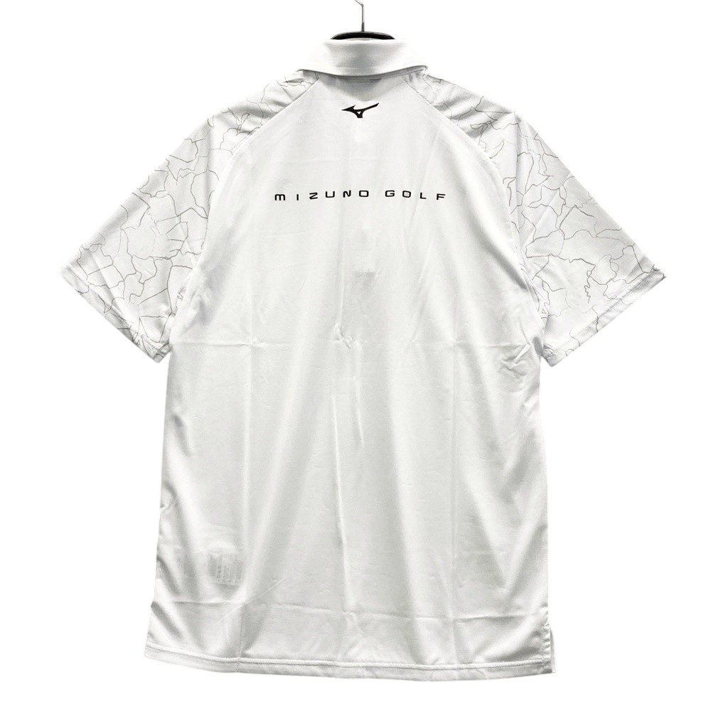 MIZUNO GOLF ミズノゴルフ 半袖ポロシャツ 総柄 ホワイト系 M 【中古】ゴルフウェア メンズ