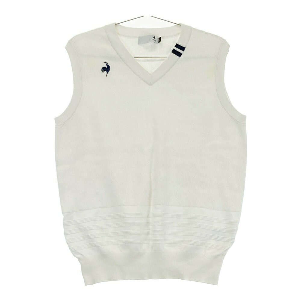 LE COQ GOLF ルコックゴルフ ニットベスト ホワイト系 L 【中古】ゴルフウェア メンズ