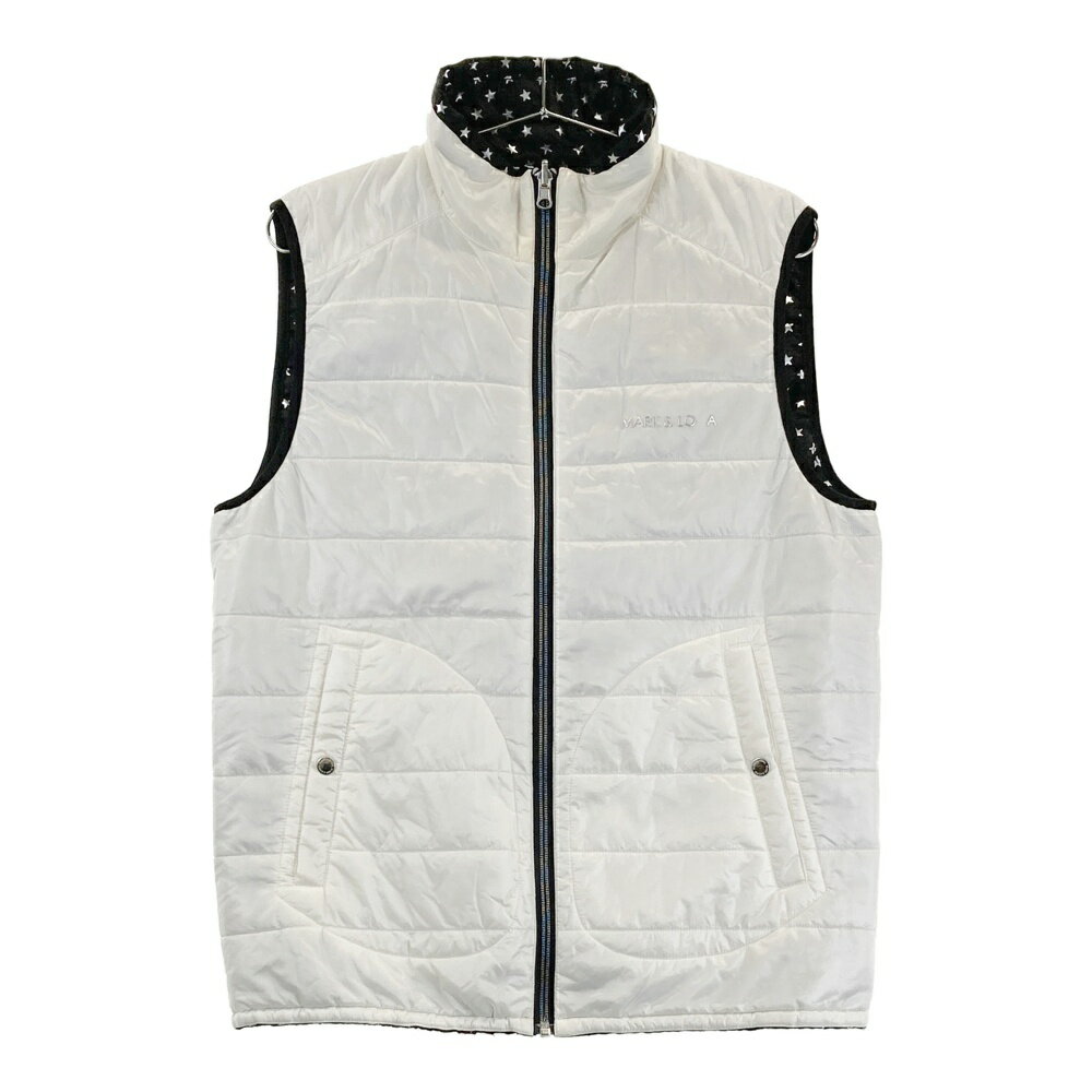 MARK&LONA マークアンドロナ リバーシブル 中綿ジップベスト 星柄 ブラック系 M 【中古】ゴルフウェア メンズ