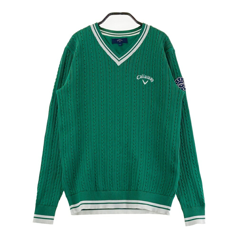 CALLAWAY キャロウェイ Vネック ニットセーター グリーン系 M 【中古】ゴルフウェア メンズ