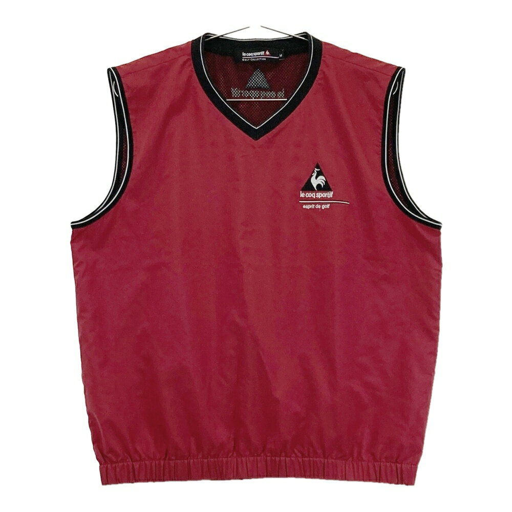LE COQ GOLF ルコックゴルフ Vネックベスト 裏メッシュ レッド系 M 【中古】ゴルフウェア メンズ