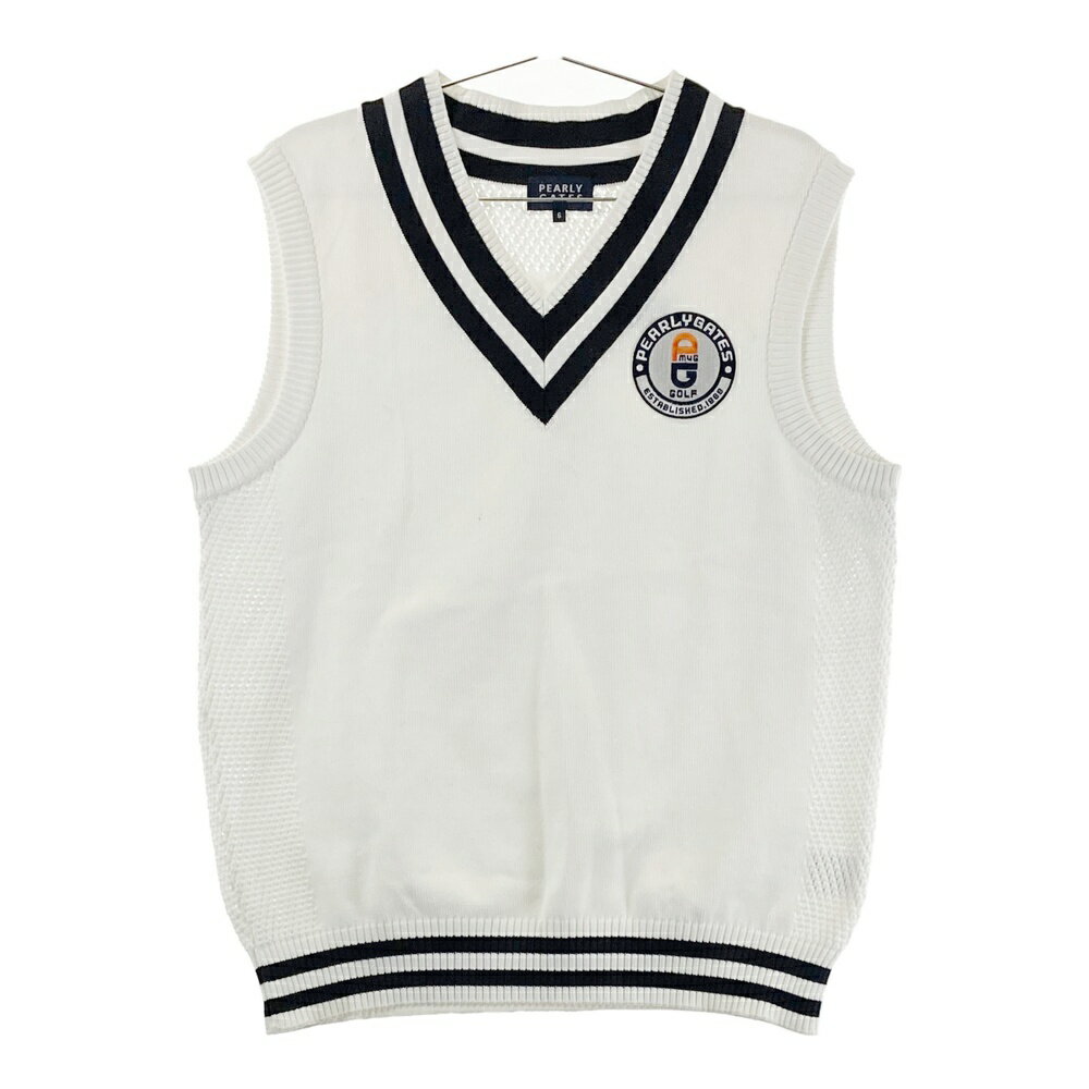 PEARLY GATES パーリーゲイツ Vネック ニットベスト ホワイト系 6 【中古】ゴルフウェア メンズ