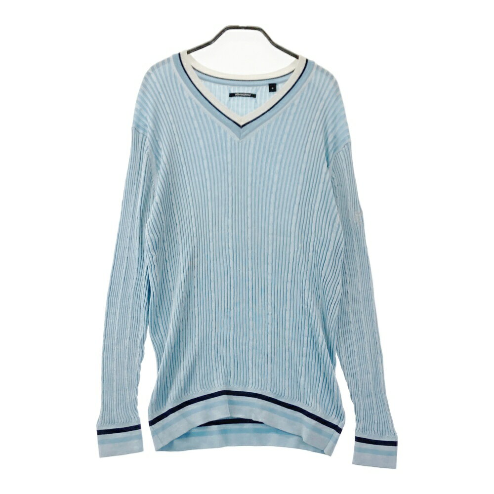 ASHWORTH アシュワース Vネックニットセーター シルク混 ブルー系 O 【中古】ゴルフウェア メンズ