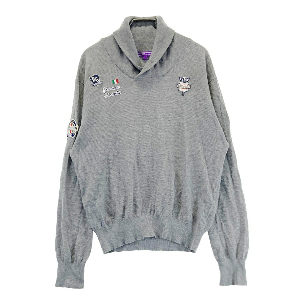 BEAMS GOLF ビームスゴルフ カシミヤ混 襟付 ニットセーター グレー系 M 【中古】ゴルフウェア メンズ