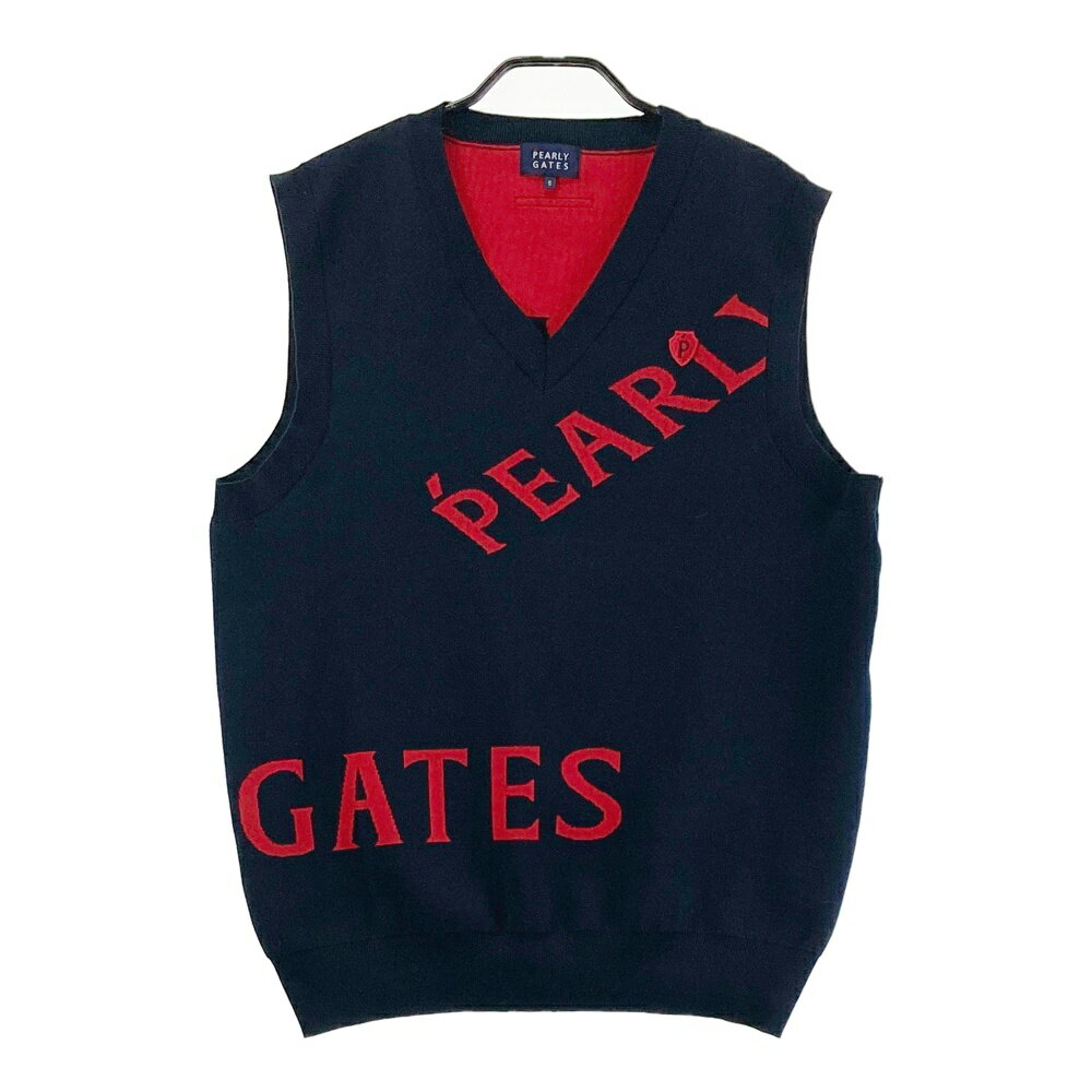 PEARLY GATES パーリーゲイツ Vネック ニットベスト ネイビー系 5 【中古】ゴルフウェア メンズ