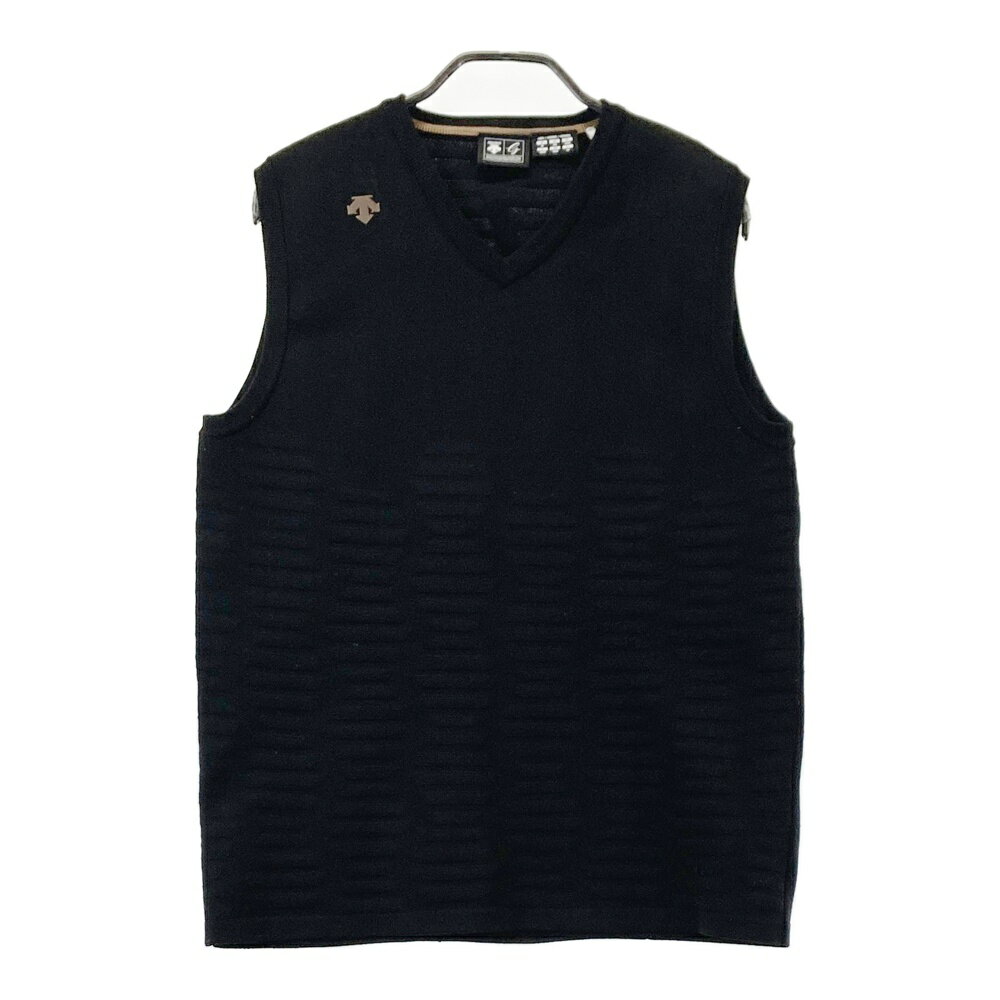 DESCENTE GOLF デサントゴルフ Vネック ニットベスト ブラック系 M 【中古】ゴルフウェア メンズ