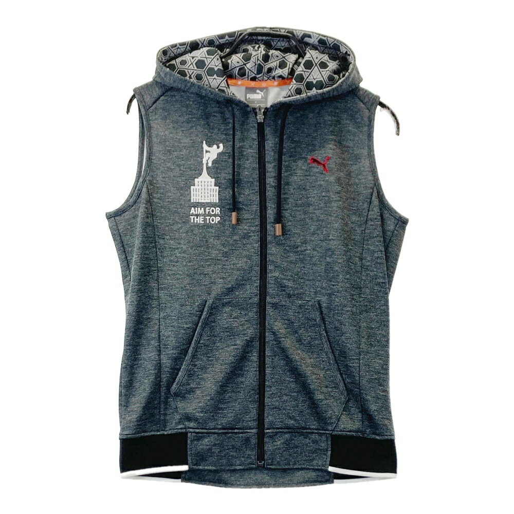 PUMA GOLF プーマゴルフ フード付 ジップベスト グレー系 M 【中古】ゴルフウェア メンズ