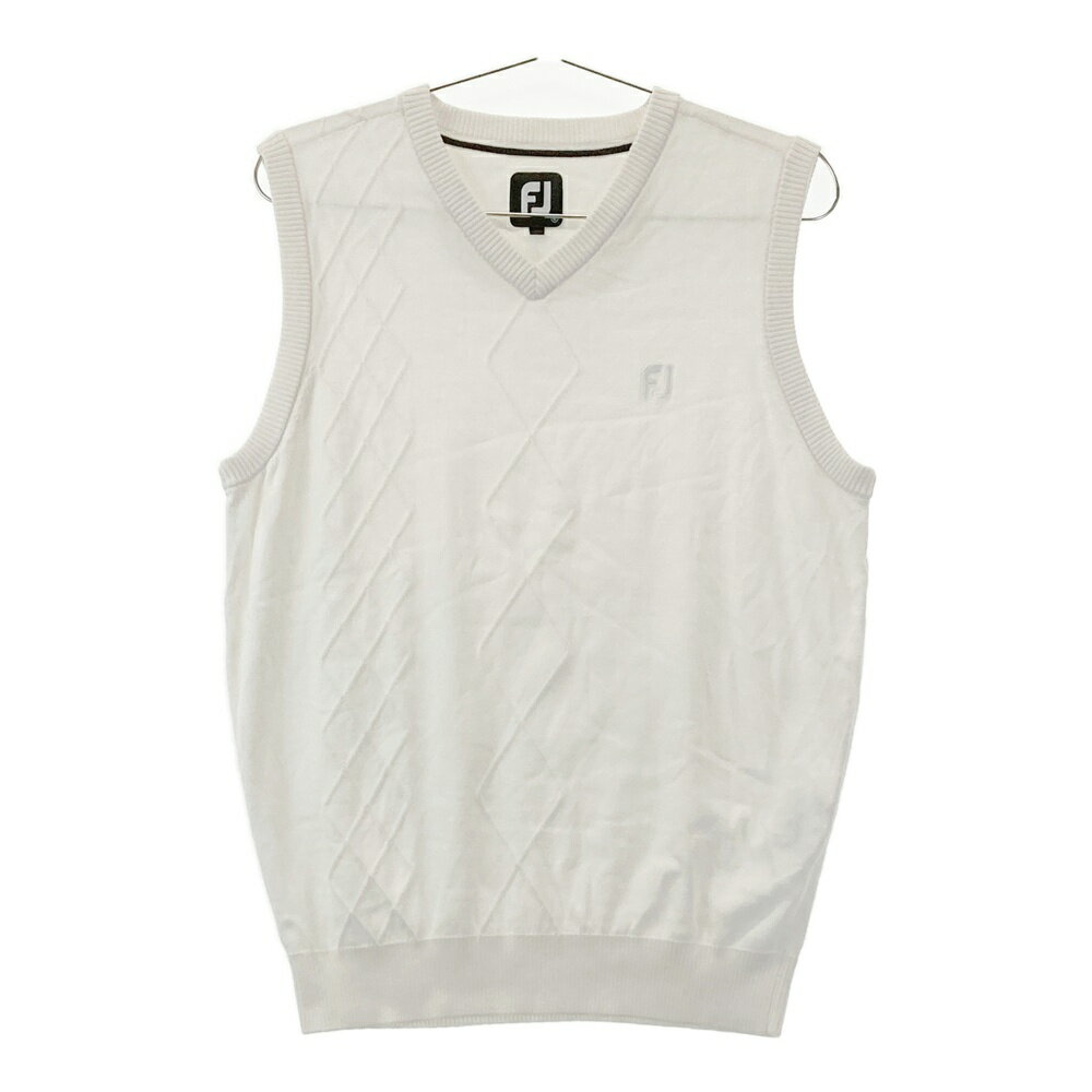 FOOT JOY フットジョイ 2023年モデル Vネックニットベスト ホワイト系 L 【中古】ゴルフウェア メンズ